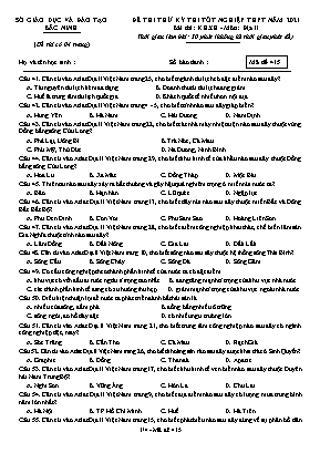 Đề thi thử Tốt nghiệp THPT môn Địa lí - Mã đề 415 - Năm học 2020-2021 - Sở giáo dục và đào tạo Bắc Ninh (Có đáp án)